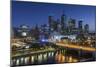 Australia, Victoria, Melbourne, Skyline with River and Bridge at Dusk-Walter Bibikow-Mounted Photographic Print