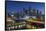 Australia, Victoria, Melbourne, Skyline with River and Bridge at Dusk-Walter Bibikow-Framed Stretched Canvas