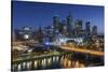 Australia, Victoria, Melbourne, Skyline with River and Bridge at Dusk-Walter Bibikow-Stretched Canvas