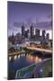 Australia, Victoria, Melbourne, Skyline with River and Bridge at Dusk-Walter Bibikow-Mounted Photographic Print