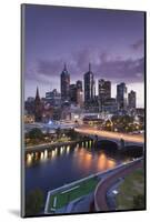 Australia, Victoria, Melbourne, Skyline with River and Bridge at Dusk-Walter Bibikow-Mounted Photographic Print