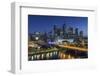 Australia, Victoria, Melbourne, Skyline with River and Bridge at Dusk-Walter Bibikow-Framed Photographic Print