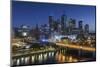 Australia, Victoria, Melbourne, Skyline with River and Bridge at Dusk-Walter Bibikow-Mounted Photographic Print