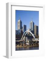 Australia, Victoria, Melbourne, Skyline with Yarra River Footbridge-Walter Bibikow-Framed Photographic Print