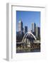 Australia, Victoria, Melbourne, Skyline with Yarra River Footbridge-Walter Bibikow-Framed Photographic Print