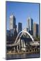 Australia, Victoria, Melbourne, Skyline with Yarra River Footbridge-Walter Bibikow-Mounted Photographic Print