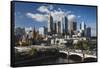 Australia, Victoria, Melbourne, Skyline, Yarra River, Princess Bridge-Walter Bibikow-Framed Stretched Canvas