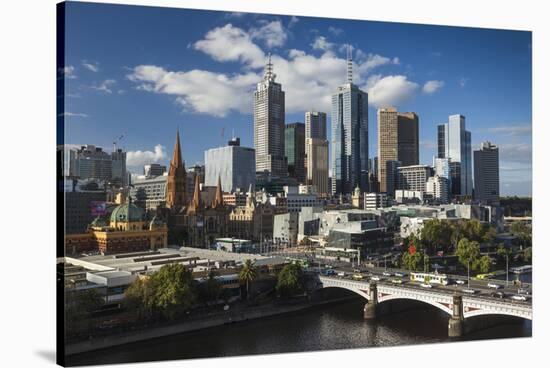 Australia, Victoria, Melbourne, Skyline, Yarra River, Princess Bridge-Walter Bibikow-Stretched Canvas