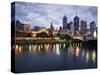 Australia, Victoria, Melbourne; Yarra River and City Skyline by Night-Andrew Watson-Stretched Canvas