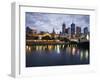 Australia, Victoria, Melbourne; Yarra River and City Skyline by Night-Andrew Watson-Framed Photographic Print