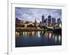 Australia, Victoria, Melbourne; Yarra River and City Skyline by Night-Andrew Watson-Framed Photographic Print