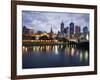 Australia, Victoria, Melbourne; Yarra River and City Skyline by Night-Andrew Watson-Framed Photographic Print