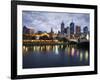 Australia, Victoria, Melbourne; Yarra River and City Skyline by Night-Andrew Watson-Framed Photographic Print