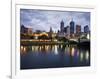 Australia, Victoria, Melbourne; Yarra River and City Skyline by Night-Andrew Watson-Framed Photographic Print