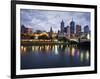 Australia, Victoria, Melbourne; Yarra River and City Skyline by Night-Andrew Watson-Framed Photographic Print