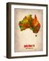 Australia Watercolor Map-NaxArt-Framed Art Print