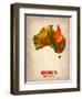 Australia Watercolor Map-NaxArt-Framed Art Print