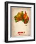 Australia Watercolor Map-NaxArt-Framed Art Print