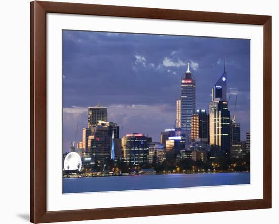 Australia, Western Australia, Perth; the Swan River and City Skyline at Dusk-Andrew Watson-Framed Photographic Print