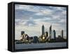 Australia, Western Australia, Perth; View across the Swan River to the City Skyline at Dusk-Andrew Watson-Framed Stretched Canvas