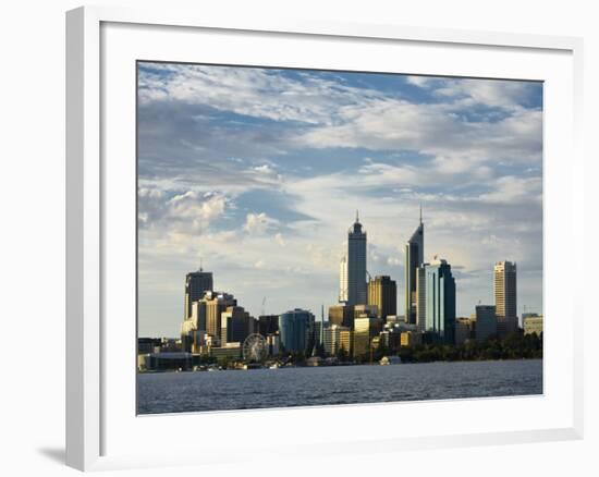 Australia, Western Australia, Perth; View across the Swan River to the City Skyline at Dusk-Andrew Watson-Framed Photographic Print