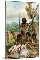 Australian Aborigines Butchering a Kangaroo, 1885-1888-null-Mounted Giclee Print