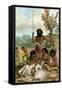 Australian Aborigines Butchering a Kangaroo, 1885-1888-null-Framed Stretched Canvas