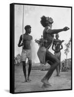 Australian Aborigines Dancing with a Child Watching in the Background-Fritz Goro-Framed Stretched Canvas