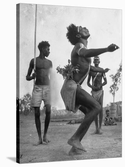 Australian Aborigines Dancing with a Child Watching in the Background-Fritz Goro-Stretched Canvas