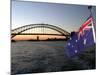 Australian Flag and Sydney Harbor Bridge at Dusk, Sydney, Australia-David Wall-Mounted Photographic Print