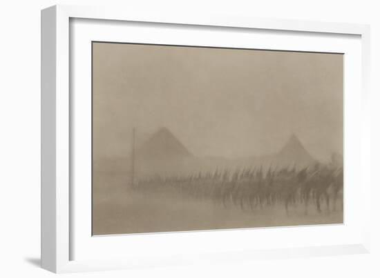 Australian Infantry Marching During a Dust Storm, Which Is known in Egypt as a 'Khamseen', 1915-null-Framed Giclee Print