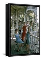 Australian Models Pose on a Porch, Melbourne, Australia, 1956-John Dominis-Framed Stretched Canvas