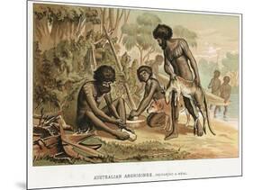 Australian Natives Preparing Meal from an Animal They Have Hunted, C1895-null-Mounted Giclee Print