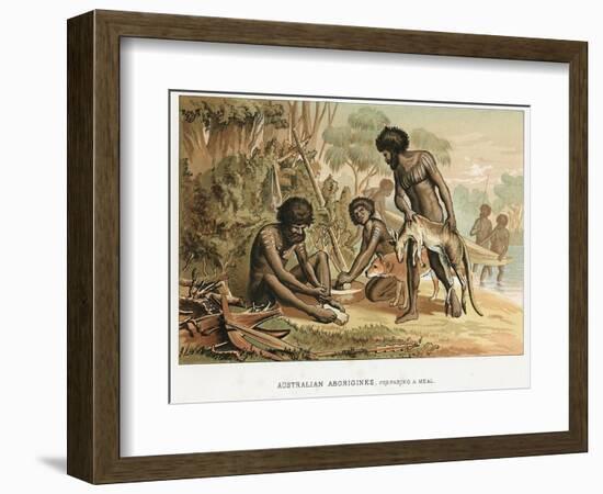 Australian Natives Preparing Meal from an Animal They Have Hunted, C1895-null-Framed Giclee Print