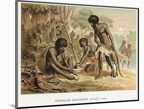 Australian Natives Preparing Meal from an Animal They Have Hunted, C1895-null-Mounted Giclee Print