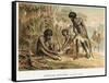 Australian Natives Preparing Meal from an Animal They Have Hunted, C1895-null-Framed Stretched Canvas