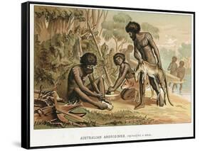 Australian Natives Preparing Meal from an Animal They Have Hunted, C1895-null-Framed Stretched Canvas