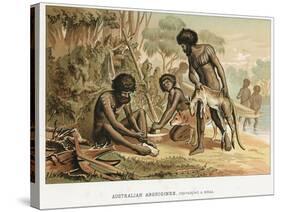 Australian Natives Preparing Meal from an Animal They Have Hunted, C1895-null-Stretched Canvas