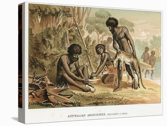 Australian Natives Preparing Meal from an Animal They Have Hunted, C1895-null-Stretched Canvas