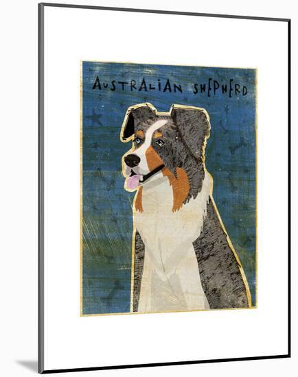 Australian Shepherd (Blue Merle)-John W^ Golden-Mounted Art Print