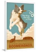 Australian Shepherd - Retro Boomerang Ad-Lantern Press-Framed Art Print