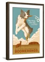 Australian Shepherd - Retro Boomerang Ad-Lantern Press-Framed Art Print