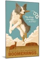 Australian Shepherd - Retro Boomerang Ad-Lantern Press-Mounted Art Print