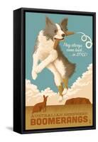 Australian Shepherd - Retro Boomerang Ad-Lantern Press-Framed Stretched Canvas