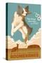 Australian Shepherd - Retro Boomerang Ad-Lantern Press-Stretched Canvas