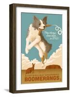 Australian Shepherd - Retro Boomerang Ad-Lantern Press-Framed Art Print