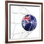 Australian Soccer Ball in a Net-zentilia-Framed Art Print