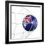 Australian Soccer Ball in a Net-zentilia-Framed Art Print