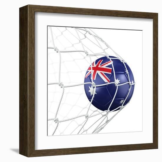 Australian Soccer Ball in a Net-zentilia-Framed Art Print