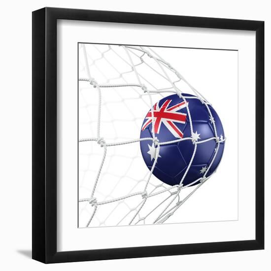 Australian Soccer Ball in a Net-zentilia-Framed Art Print